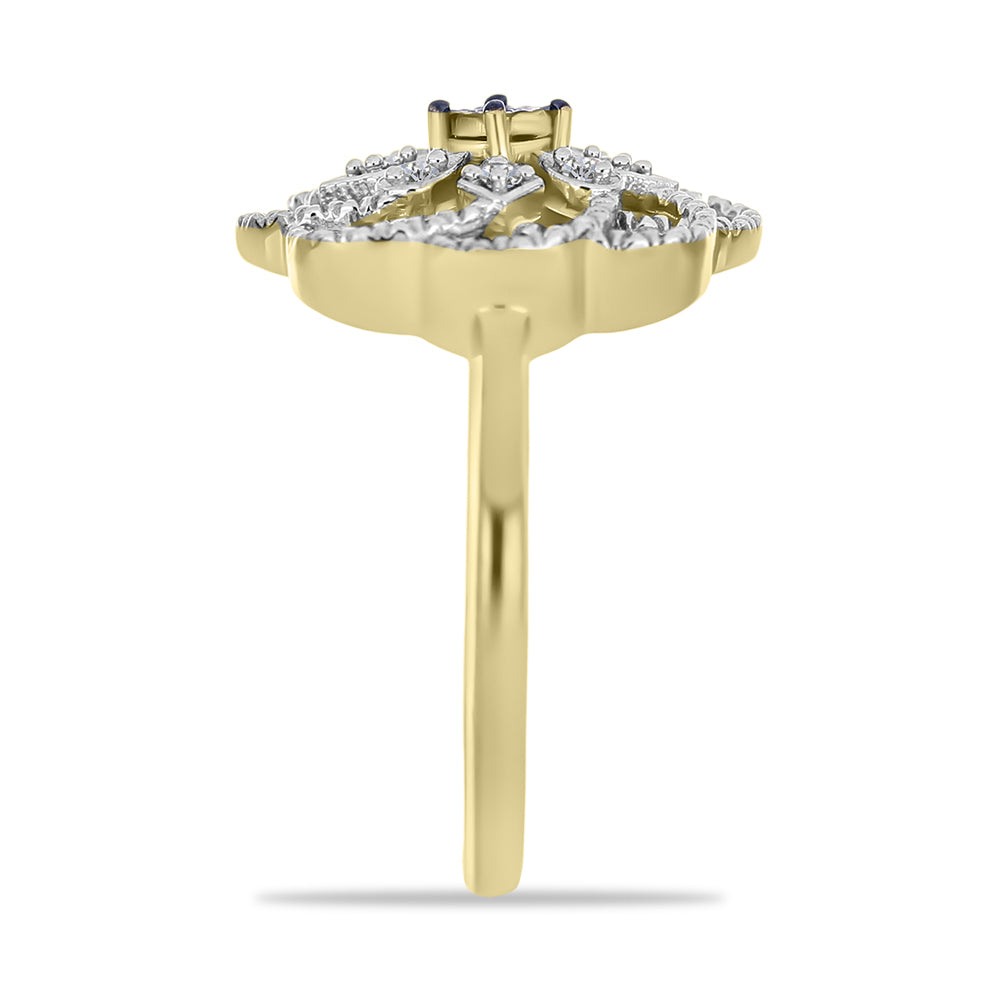 Pozlacené Stříbro 925/1000 - Prsten se Zeleným Diamantem a Bílým Diamantem - Karátové číslo: 0.09. přibližná hmotnost: 3.42 gramů 4 