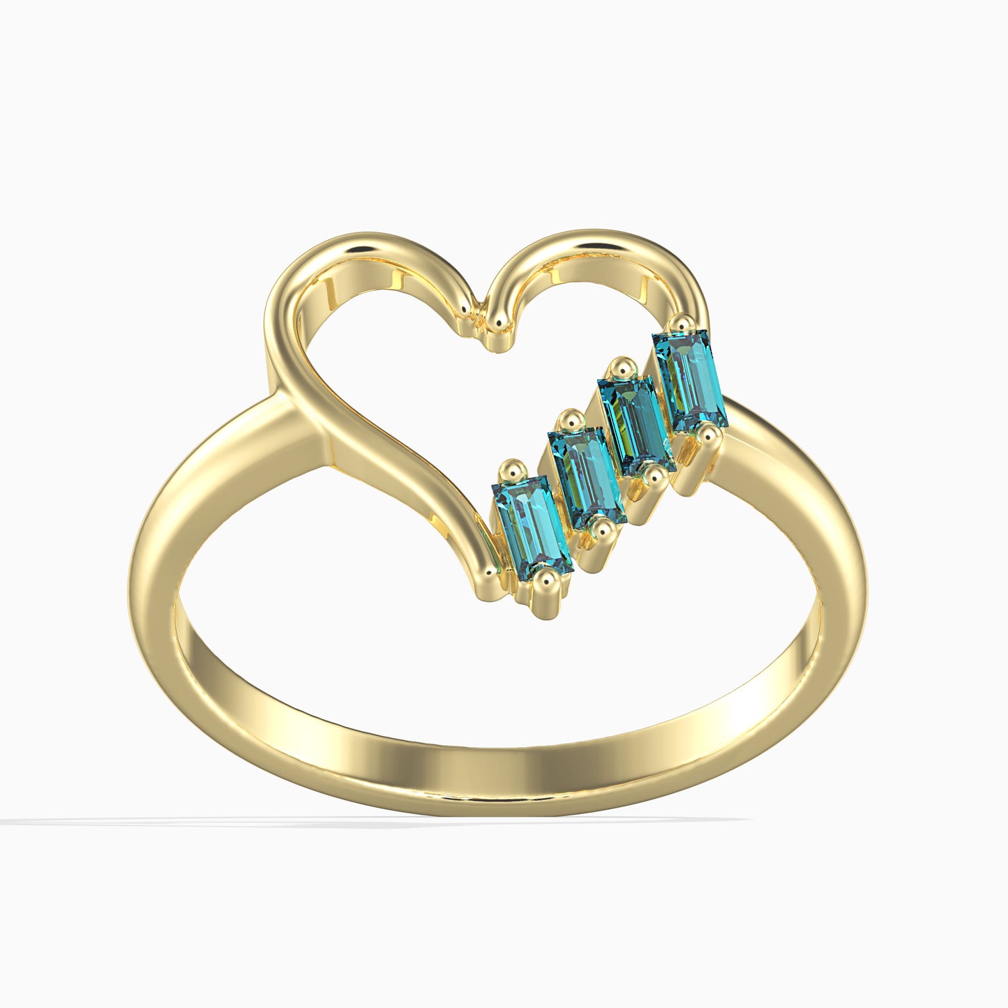 14K Zlatý Prsten s Modrým Diamantem (4 ks)