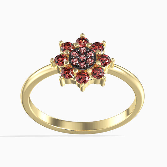 14K Zlatý Prsten s Červeným Diamantem (15 ks)