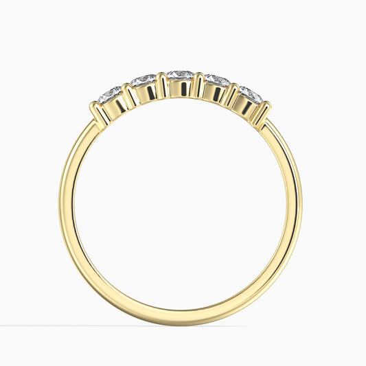 14K Zlatý Prsten s 5 Bílým Diamantem