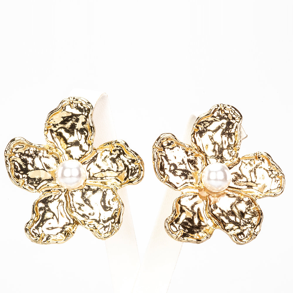 Pozlacené Slitinové Náušnice se Skleněná Perla 1 