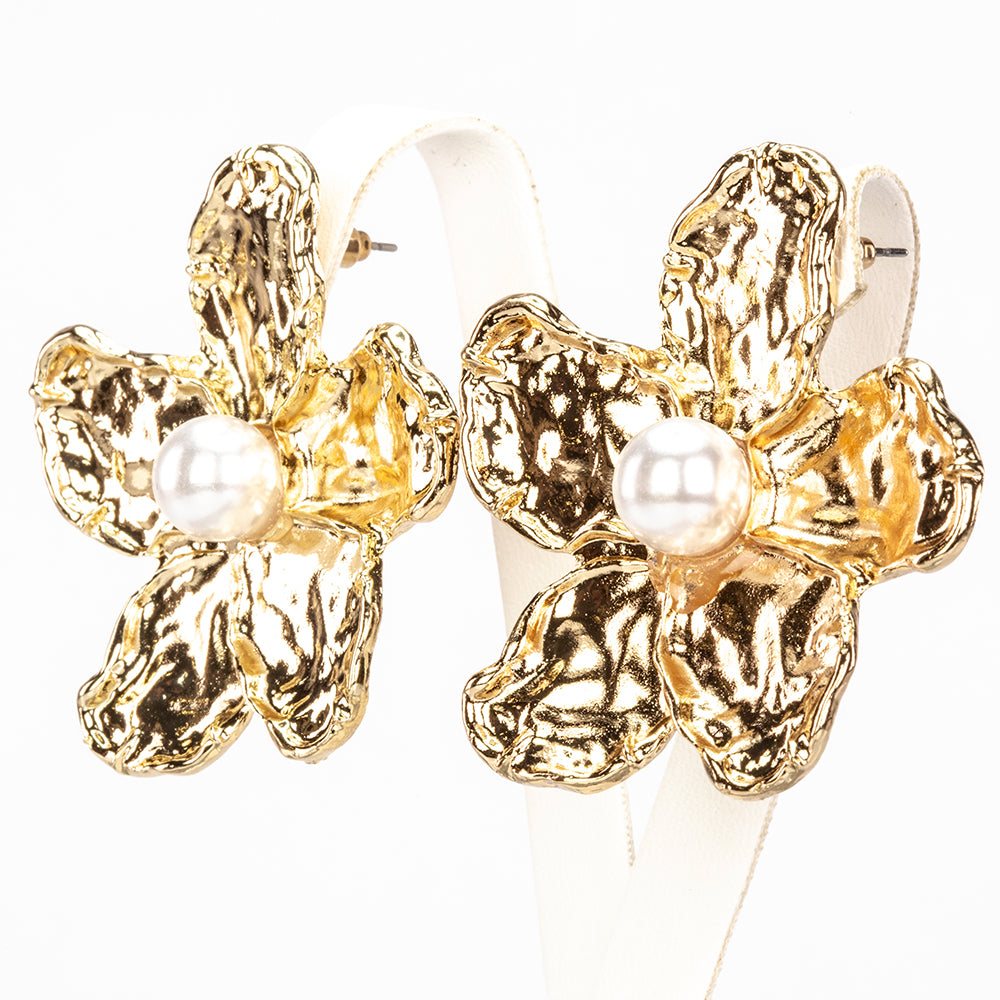 Pozlacené Slitinové Náušnice se Skleněná Perla