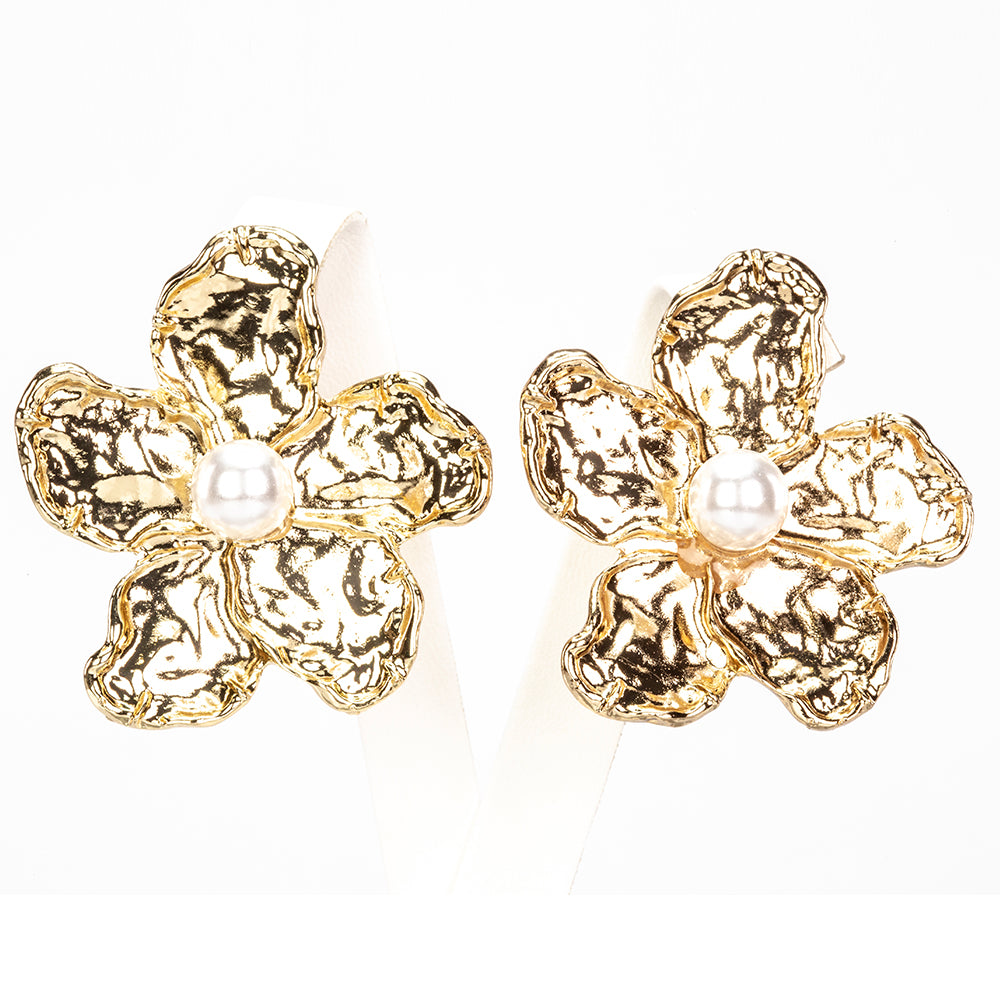 Pozlacené Slitinové Náušnice se Skleněná Perla 3 