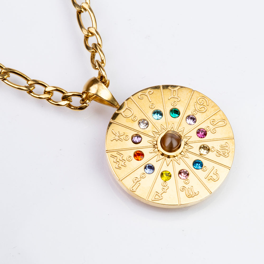 Pozlacený Slitinový Náhrdelník s Tygřím Okem ( Náhrdelník+Přívěsek ) 1 