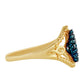 Pozlacené Stříbro 925/1000 - Prsten s Modrým Diamantem - Karátové číslo: 0.06. přibližná hmotnost: 2.98 gramů