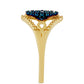 Pozlacené Stříbro 925/1000 - Prsten s Modrým Diamantem - Karátové číslo: 0.06. přibližná hmotnost: 2.98 gramů