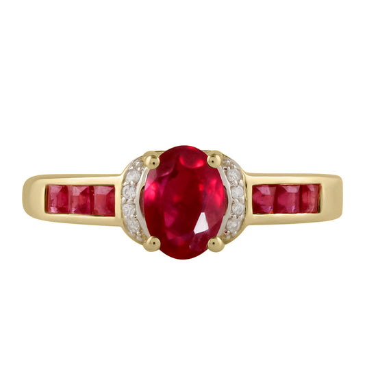 Pozlacené Stříbro 925/1000 - Prsten s Thajským Rubínem a Bílým Topazem - Karátové číslo: 1.91. přibližná hmotnost: 2.09 gramů