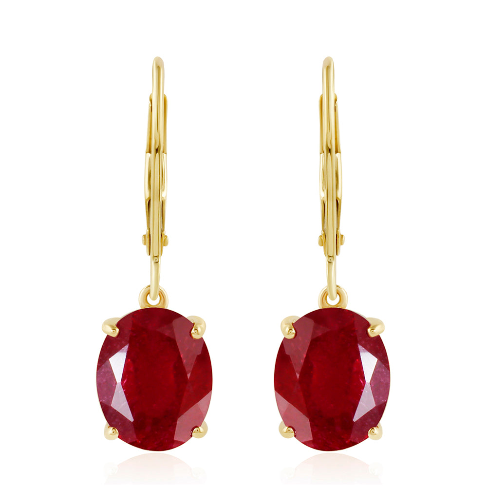 Pozlacené Stříbro 925/1000 - Náušnice s Thajským Rubínem - Karátové číslo: 8.16. přibližná hmotnost: 3.24 gramů