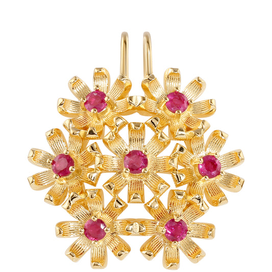 Pozlacené Stříbro 925/1000 - Přívěsek s Thajským Rubínem - Karátové číslo: 1.1. přibližná hmotnost: 6.3 gramů