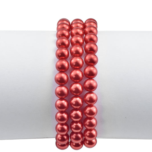 Pozlacené Stříbro 925/1000 - Náramek s Červená sladkovodní Perlou - Karátové číslo: 254.76. přibližná hmotnost: 53.13 gramů