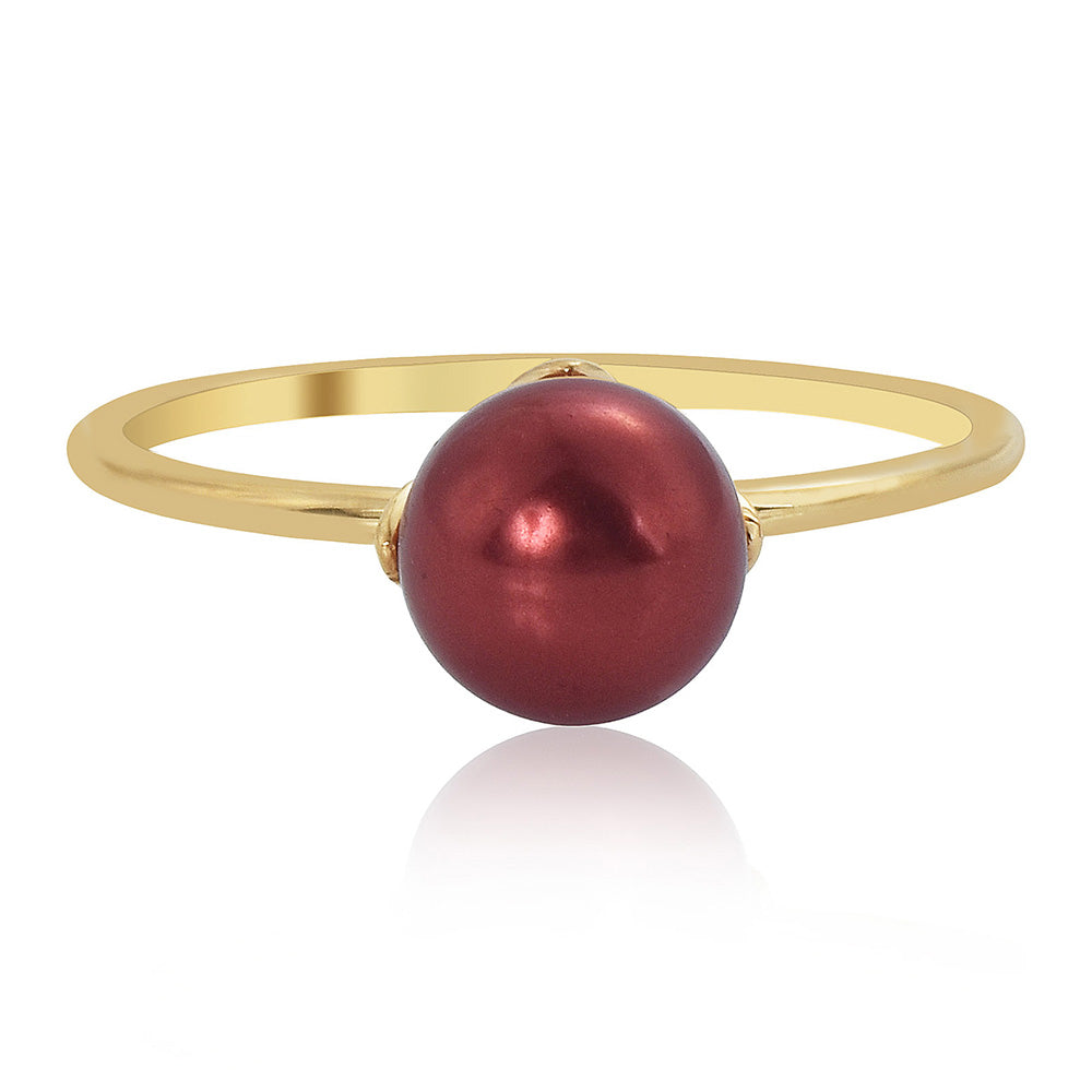 Pozlacené Stříbro 925/1000 - Sada s Červená sladkovodní Perlou - Karátové číslo: 17.08. přibližná hmotnost: 7.04 gramů ( Náušnice+Prsten+Přívěsek ) 2 