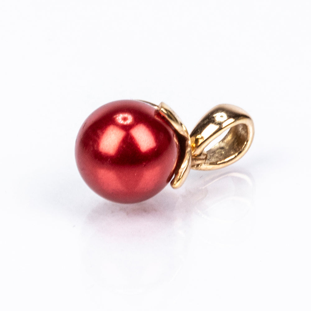 Pozlacené Stříbro 925/1000 - Sada s Červená sladkovodní Perlou - Karátové číslo: 17.08. přibližná hmotnost: 7.04 gramů ( Náušnice+Prsten+Přívěsek ) 11 