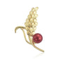 Pozlacené Stříbro 925/1000 - Brož s Červená sladkovodní Perlou - Karátové číslo: 3.86. přibližná hmotnost: 5.41 gramů