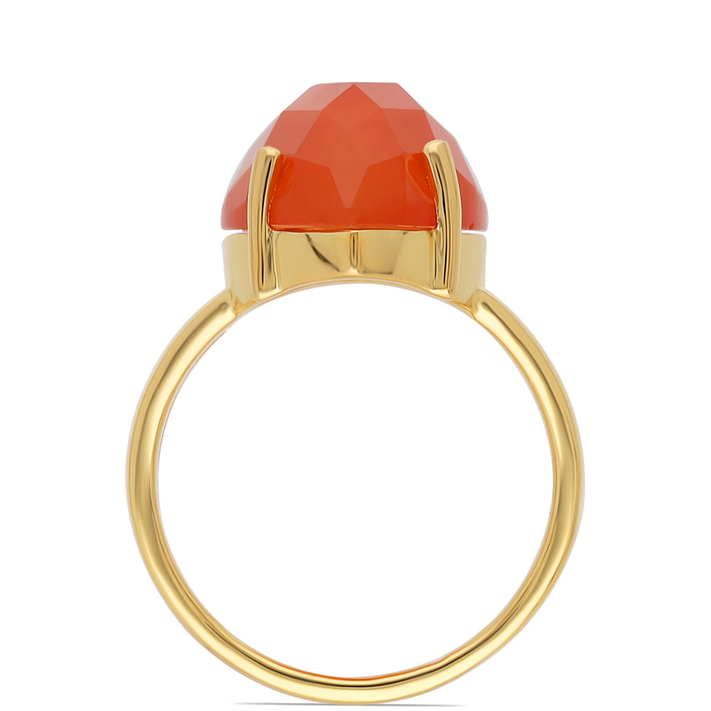 Pozlacený Stříbrný Prsten s Červeným Onyxem