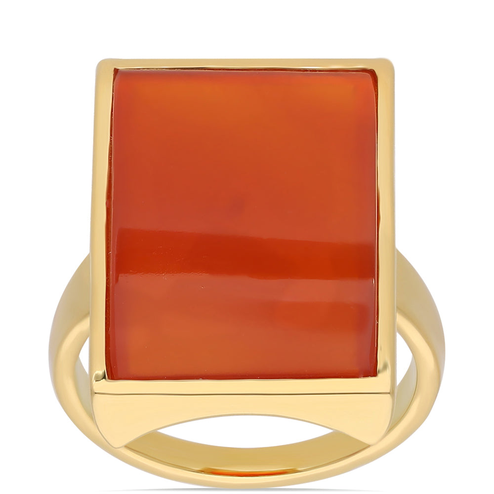 Pozlacený Stříbrný Prsten s Červeným Onyxem 1 