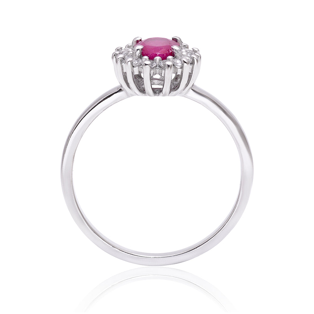 Stříbro 925/1000 - Prsten s Madagaskarským Rubínem a Bílým Topazem - Karátové číslo: 0.93. přibližná hmotnost: 2.74 gramů 2 