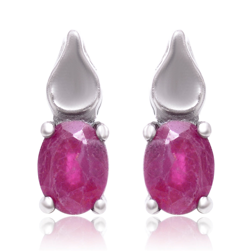 Stříbro 925/1000 - Náušnice s Madagaskarským Rubínem - Karátové číslo: 0.51. přibližná hmotnost: 0.94 gramů