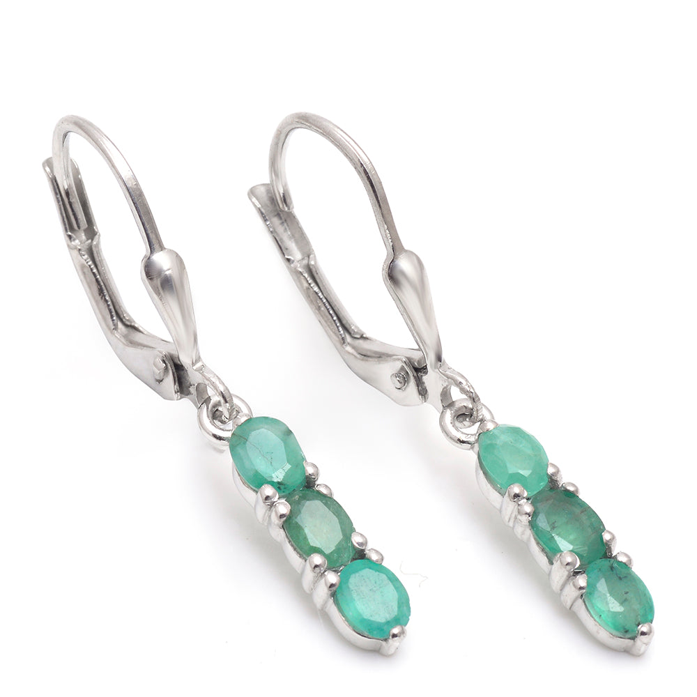 Stříbrné Náušnice s Brazilským Smaragdem 5 