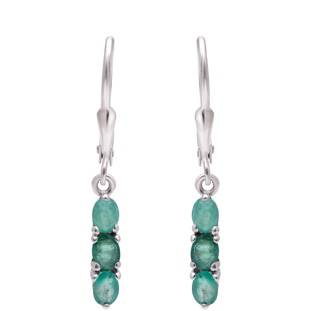 Stříbrné Náušnice s Brazilským Smaragdem 4 