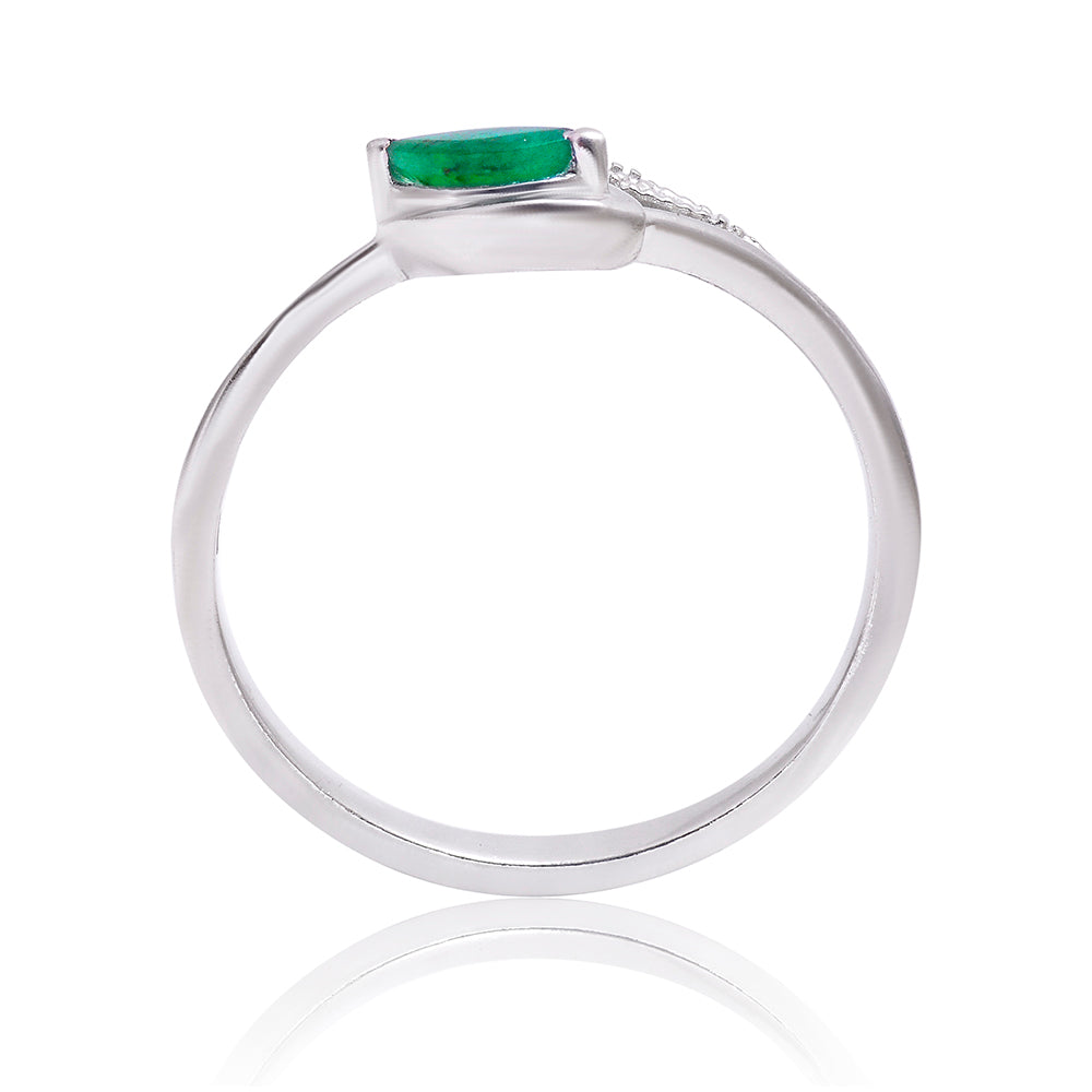 Stříbrný Prsten s Brazilským Smaragdem a Bílým Topazem 2 