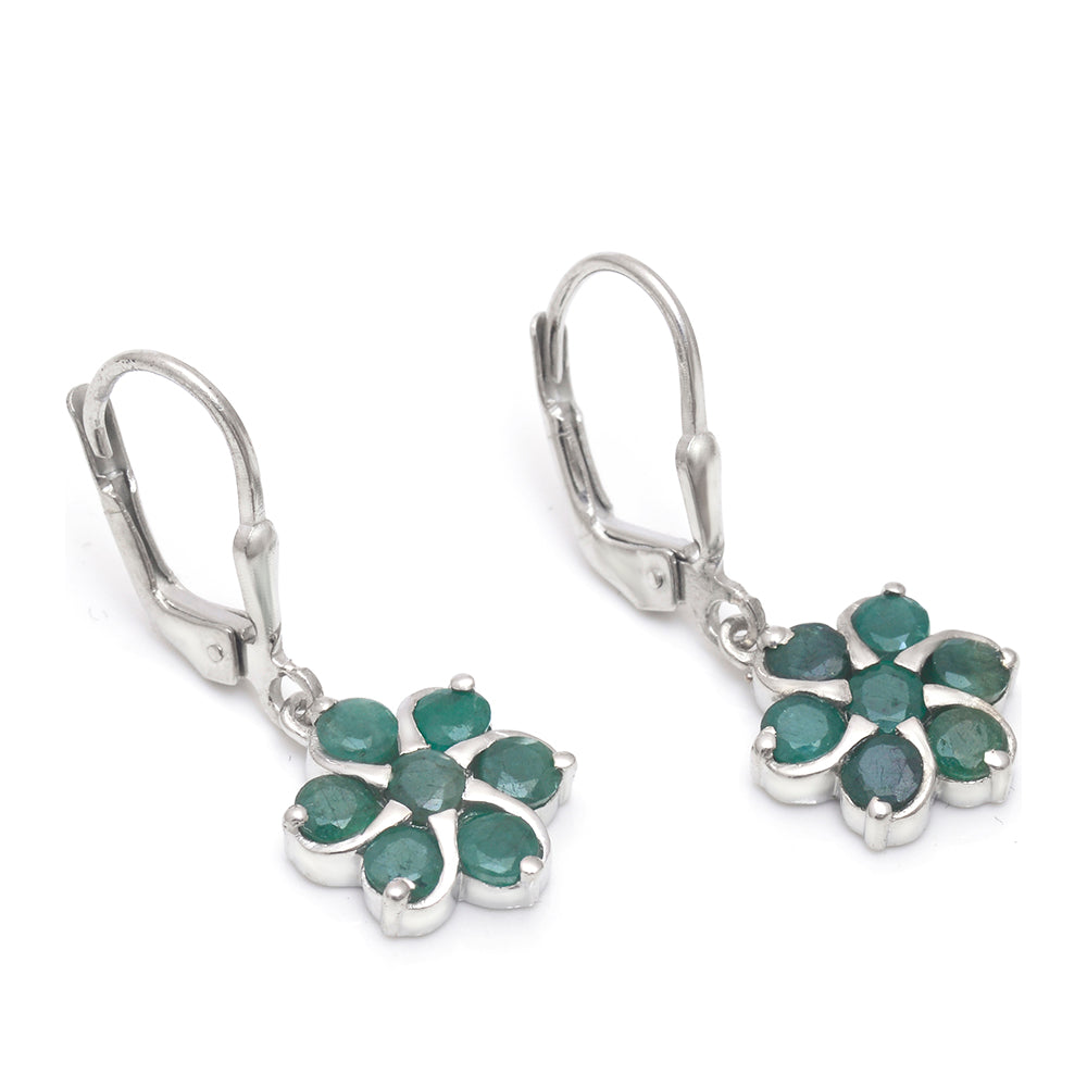 Stříbrné Náušnice s Brazilským Smaragdem