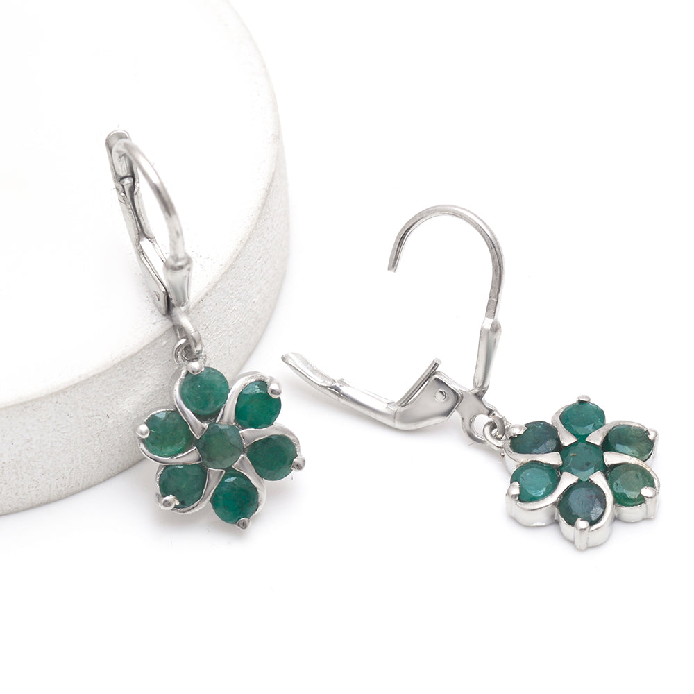 Stříbrné Náušnice s Brazilským Smaragdem