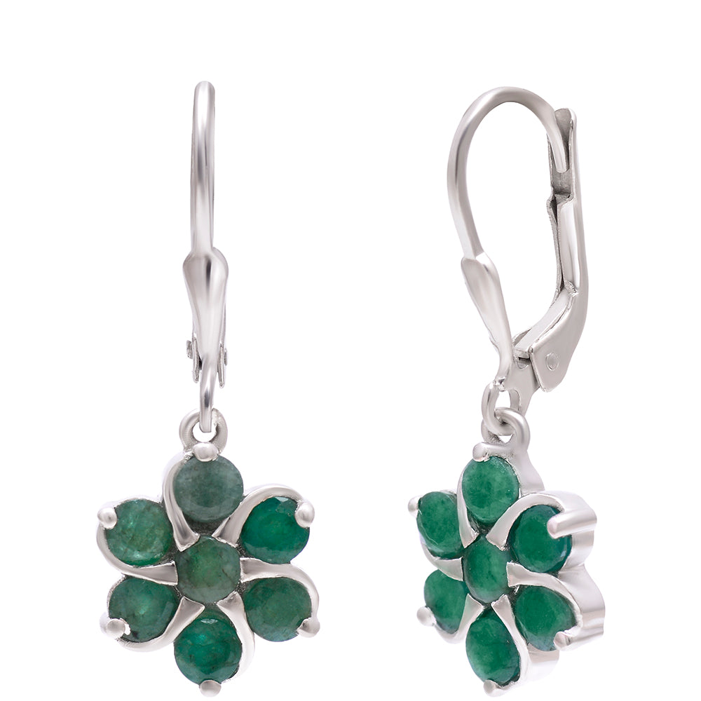 Stříbrné Náušnice s Brazilským Smaragdem 1 