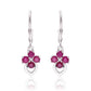 Stříbrné Náušnice s Madagaskarským Rubínem a Bílým Topazem