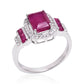 Stříbrný Prsten s Madagaskarským Rubínem a Bílým Topazem