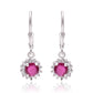 Stříbrné Náušnice s Madagaskarským Rubínem a Bílým Topazem