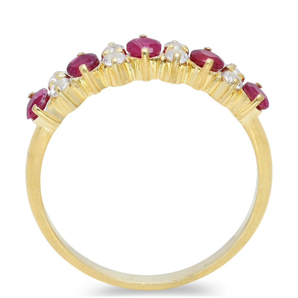 Pozlacené Stříbro 925/1000 - Prsten s Madagaskarským Rubínem a Bílým Topazem - Karátové číslo: 0.9. přibližná hmotnost: 2.38 gramů 2 