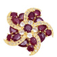 Pozlacené Stříbro 925/1000 - Brož s Madagaskarským Rubínem a Bílým Topazem - Karátové číslo: 7.47. přibližná hmotnost: 6.88 gramů