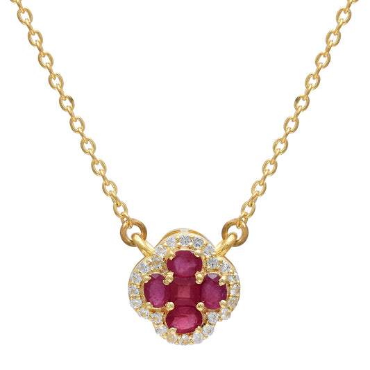 Pozlacený Stříbrný Náhrdelník s Madagaskarským Rubínem