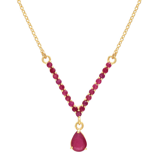 Pozlacené Stříbro 925/1000 - Náhrdelník s Madagaskarským Rubínem - Karátové číslo: 2.54. přibližná hmotnost: 4.26 gramů