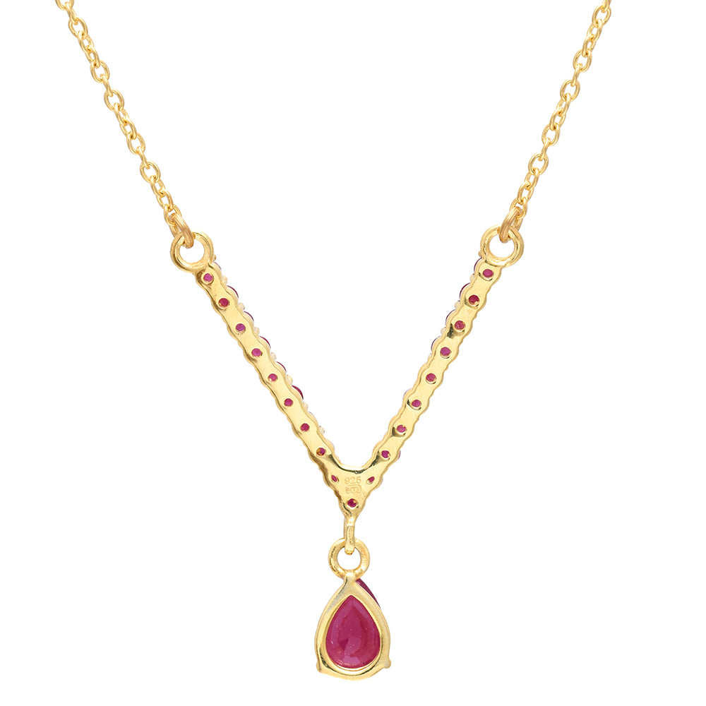 Pozlacené Stříbro 925/1000 - Náhrdelník s Madagaskarským Rubínem - Karátové číslo: 2.54. přibližná hmotnost: 4.26 gramů 3 