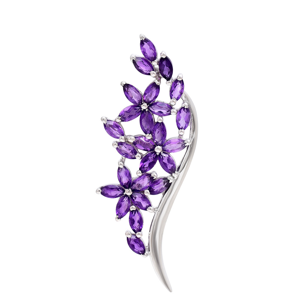 Stříbro 925/1000 - Brož s Marockým Ametystem - Karátové číslo: 0.5. přibližná hmotnost: 5.53 gramů 2 