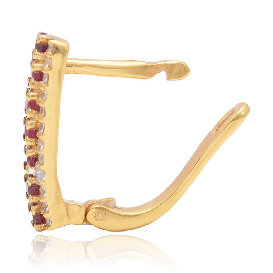 Pozlacené Stříbrné Náušnice s Madagaskarským Rubínem a Bílým Topazem