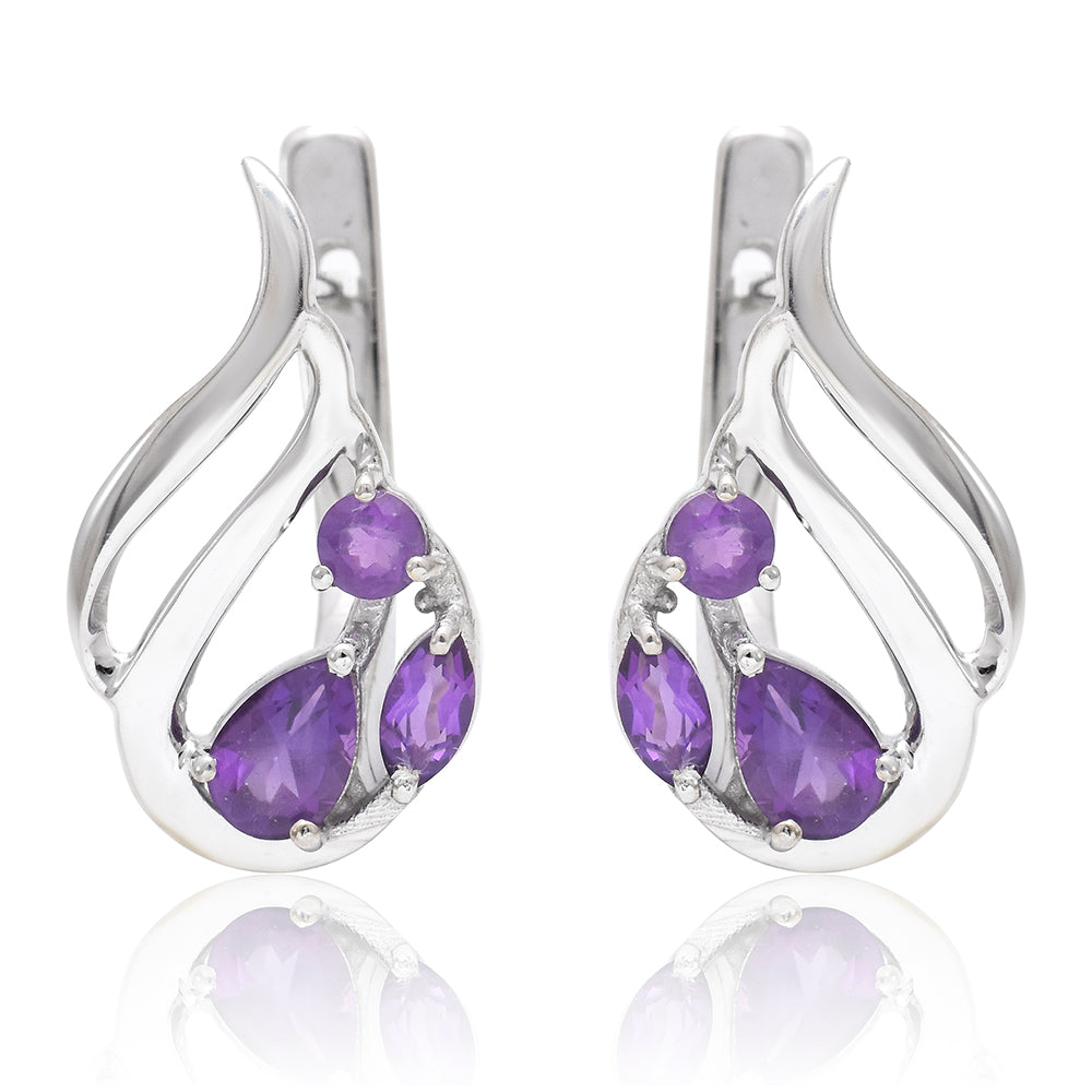 Pozlacené Stříbrné Náušnice s Marockým Ametystem