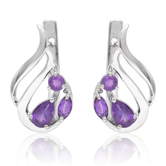 Pozlacené Stříbrné Náušnice s Marockým Ametystem