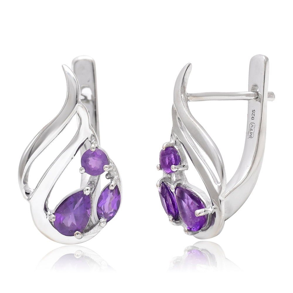 Pozlacené Stříbrné Náušnice s Marockým Ametystem