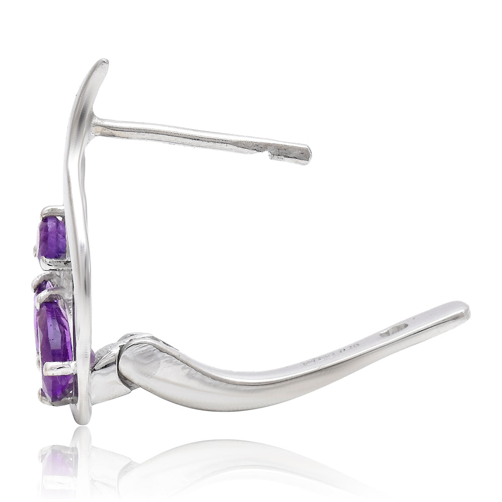 Pozlacené Stříbrné Náušnice s Marockým Ametystem 3 