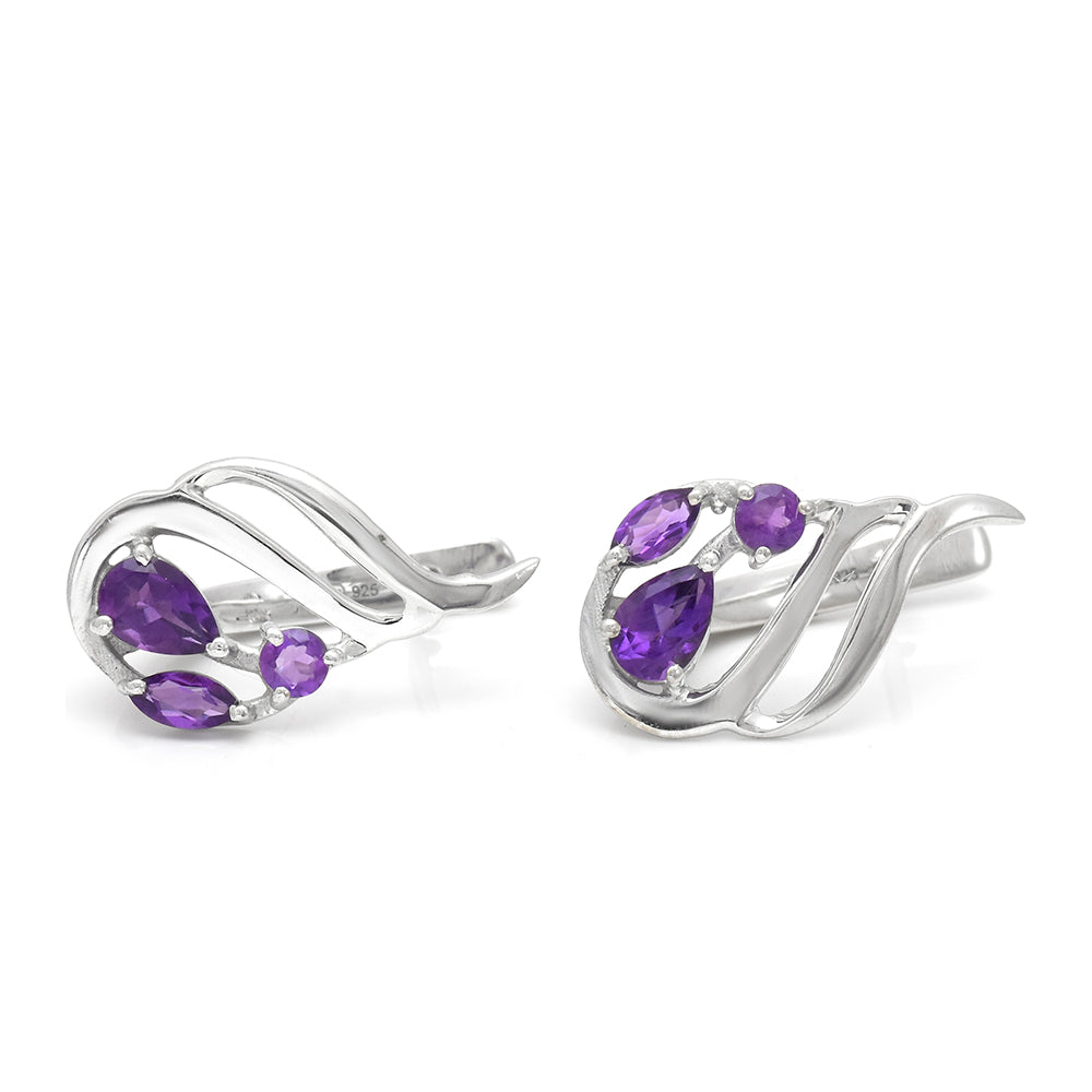 Pozlacené Stříbrné Náušnice s Marockým Ametystem 4 