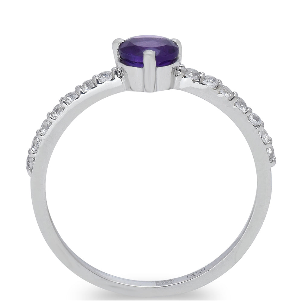 Pozlacené Stříbro 925/1000 - Prsten s Marockým Ametystem a Bílým Topazem - Karátové číslo: 0.5. přibližná hmotnost: 1.53 gramů 7 