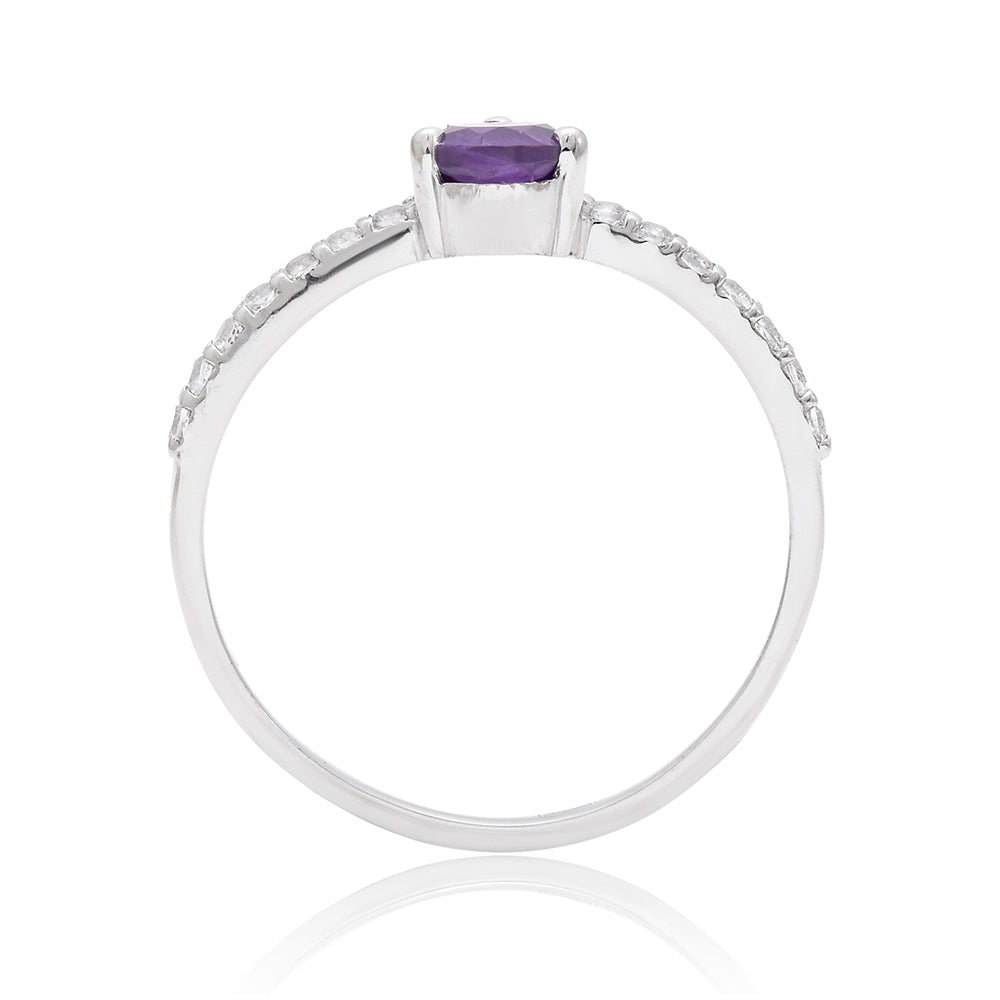 Pozlacené Stříbro 925/1000 - Prsten s Marockým Ametystem a Bílým Topazem - Karátové číslo: 0.5. přibližná hmotnost: 1.53 gramů 5 