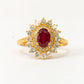 Pozlacený Stříbrný Prsten s Madagaskarským Rubínem a Bílým Topazem