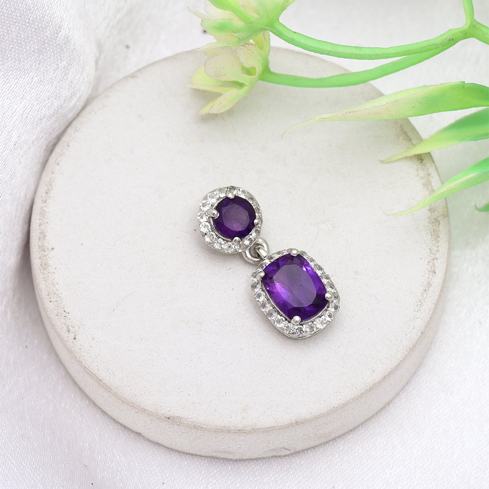 Stříbrný Přívěsek s Marockým Ametystem a Bílým Topazem