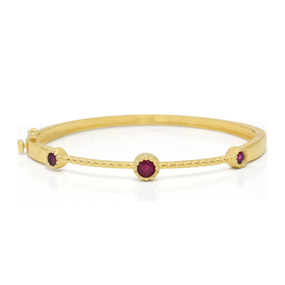 Pozlacené Stříbro 925/1000 - Náramek s Madagaskarským Rubínem - Karátové číslo: 2. přibližná hmotnost: 9.92 gramů