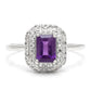 Stříbrný Prsten s Marockým Ametystem a Bílým Topazem