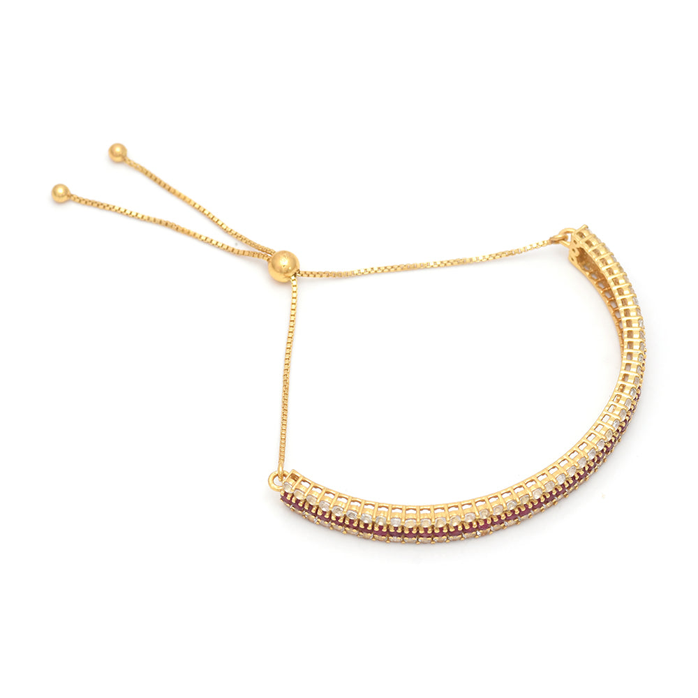 Pozlacený Stříbrný Náramek s Madagaskarským Rubínem a Bílým Topazem