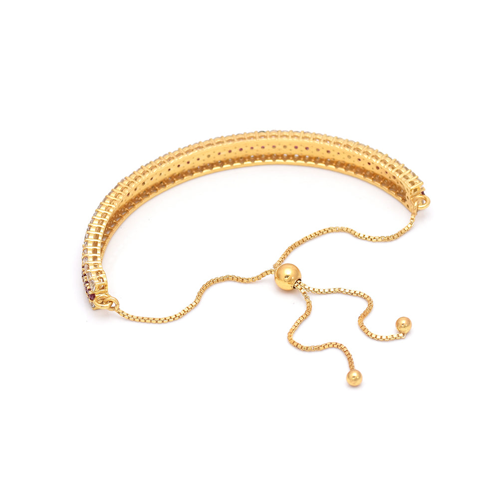 Pozlacený Stříbrný Náramek s Madagaskarským Rubínem a Bílým Topazem 4 